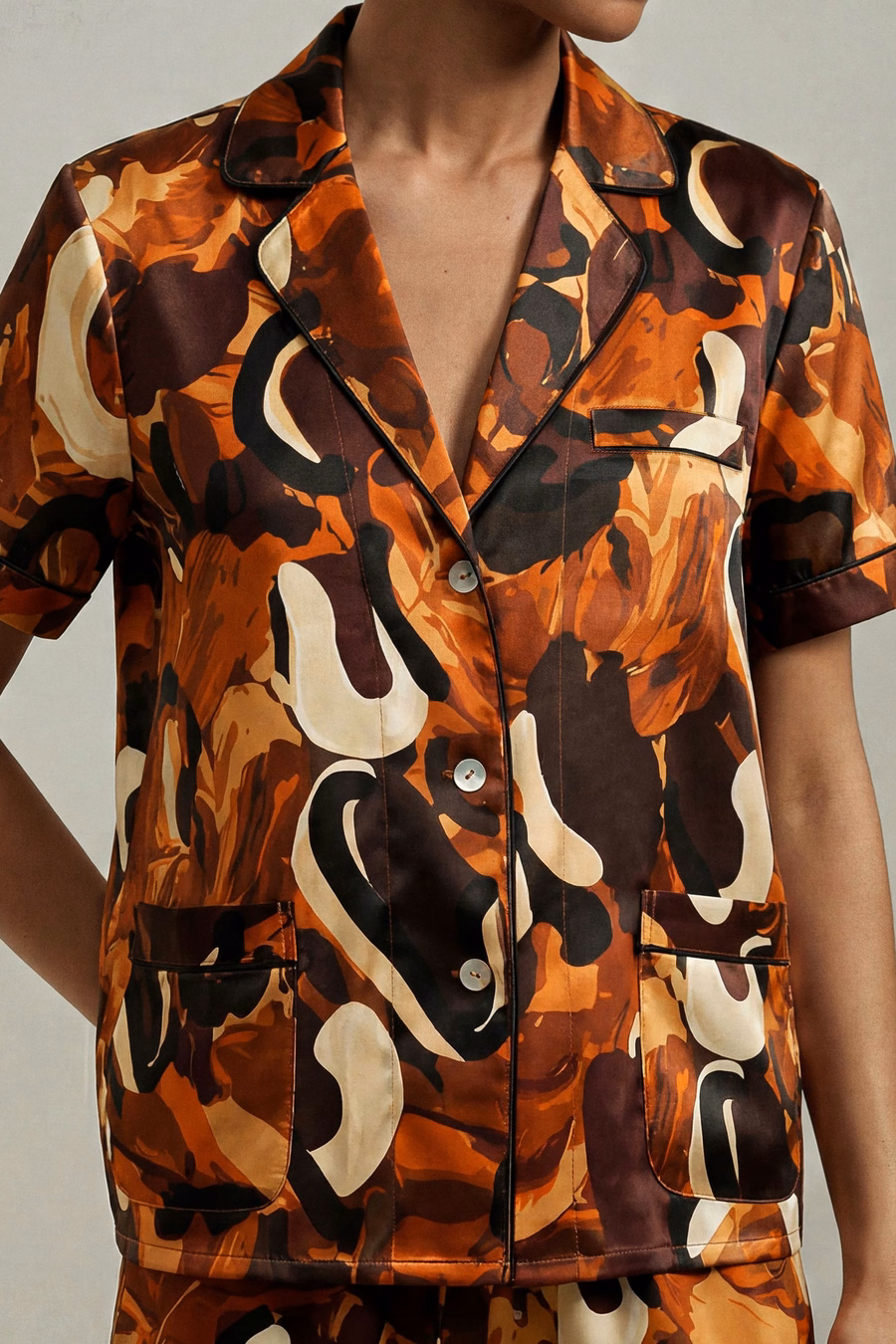 Vrouwen Zijde Print Pyjama Set