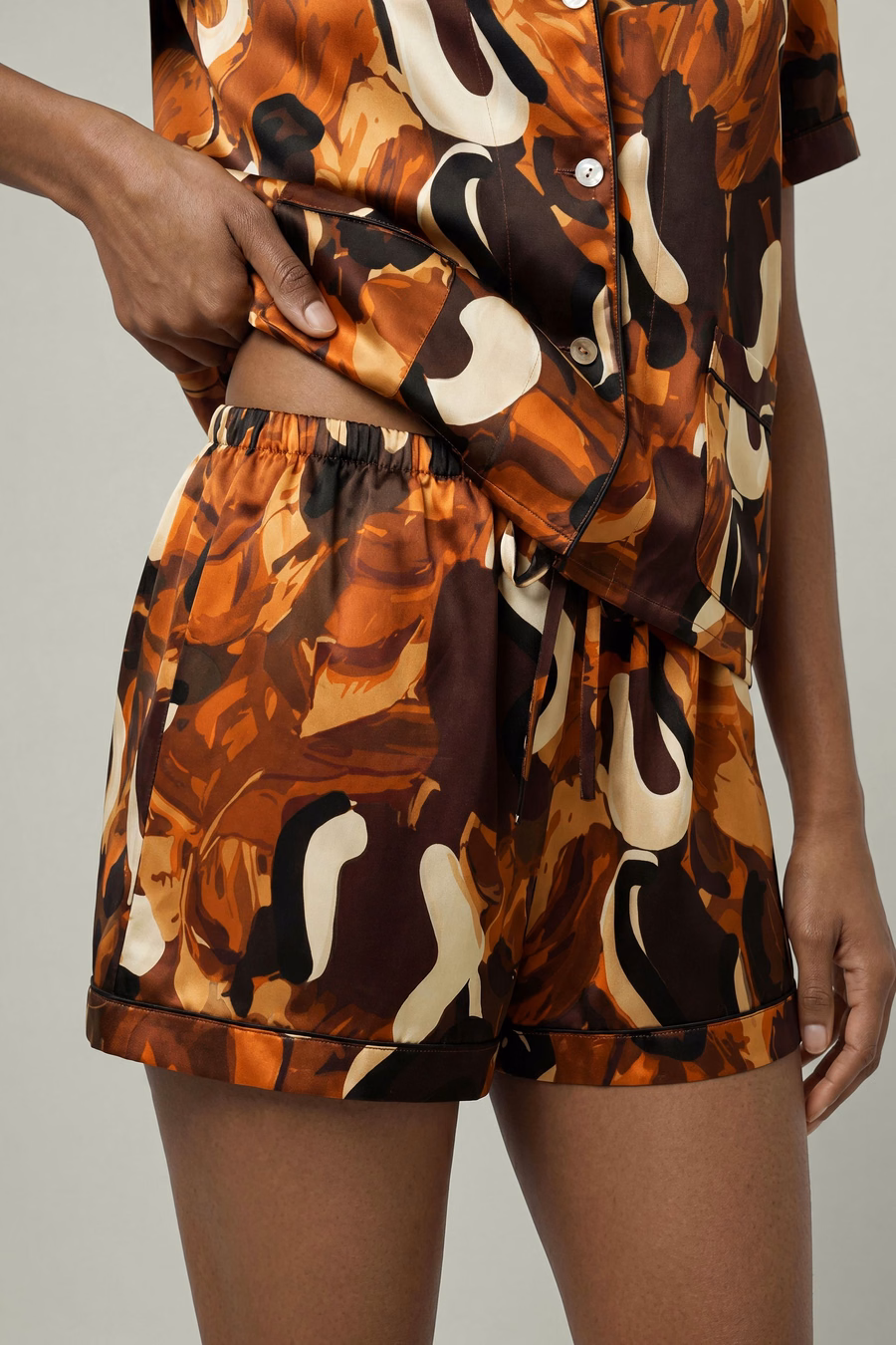 Vrouwen Zijde Print Pyjama Set