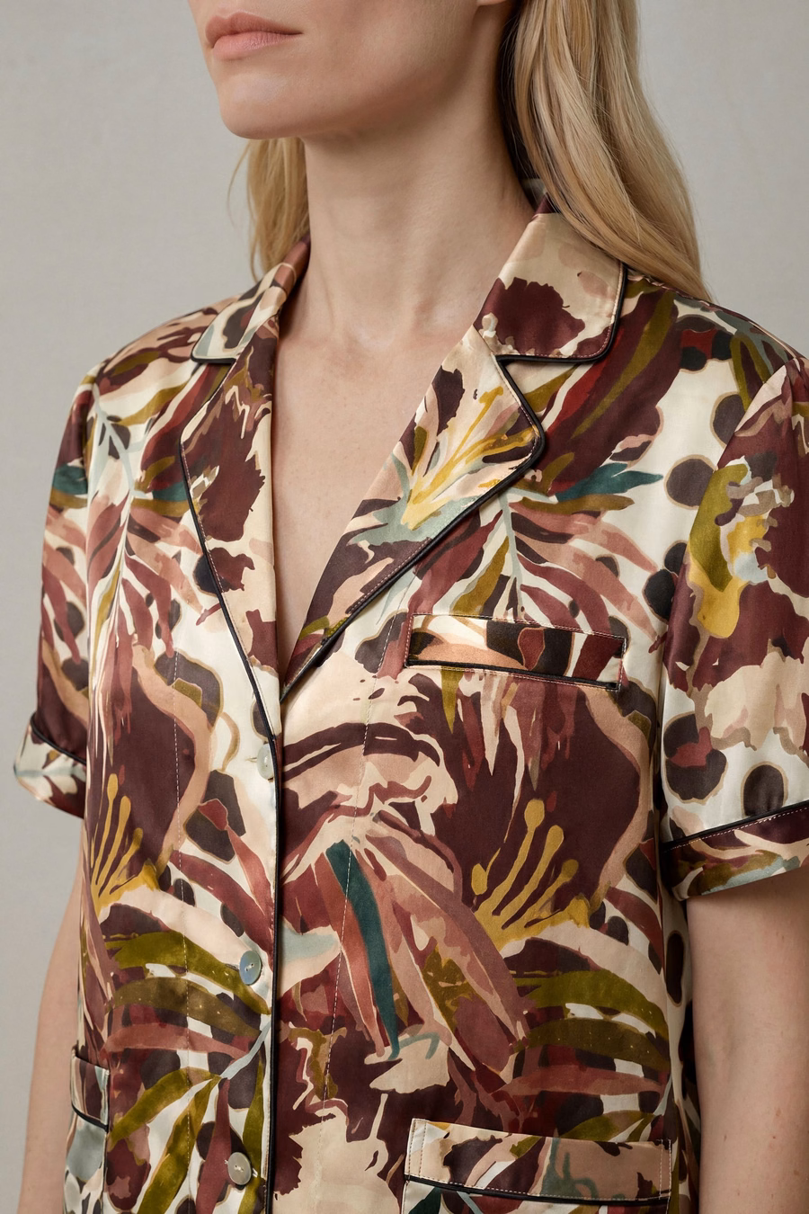 Vrouwen Zijde Print Pyjama Set