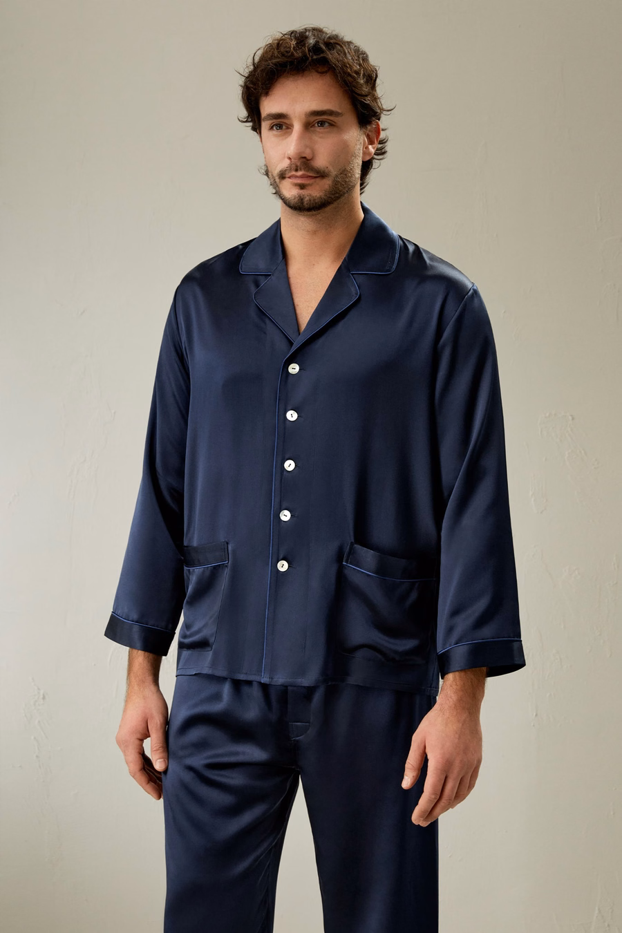 Lang Zijde Pyjama Set voor Mannen