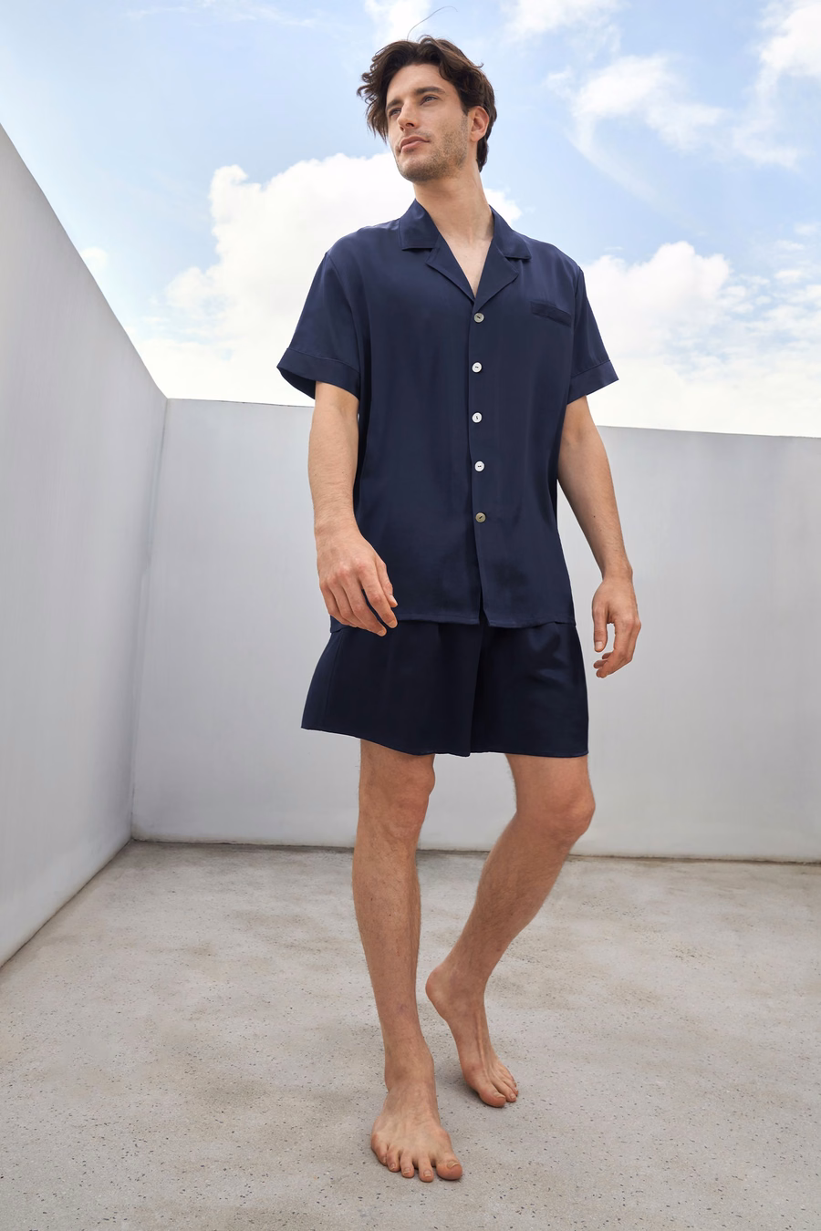 Klassieke Korte Zijden Pyjama Set