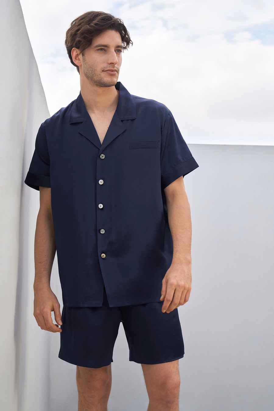 Klassieke Korte Zijden Pyjama Set