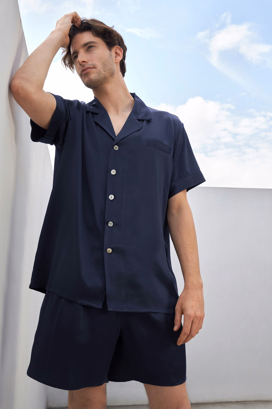 Klassieke Korte Zijden Pyjama Set