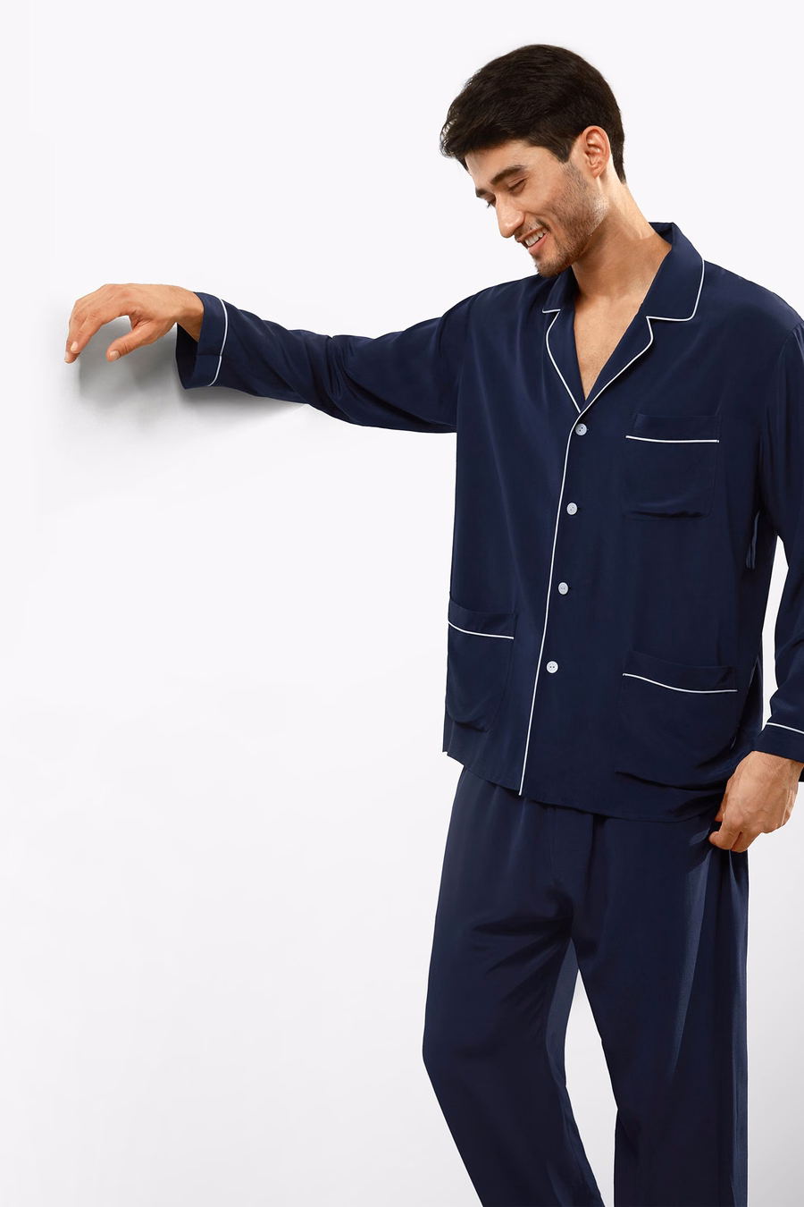 Seiden Pyjama Set mit Reverskragen