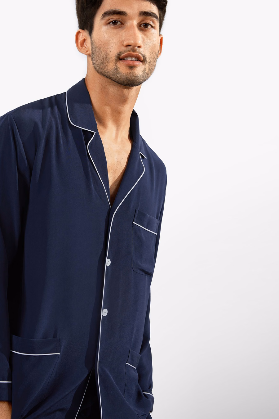 Seiden Pyjama Set mit Reverskragen