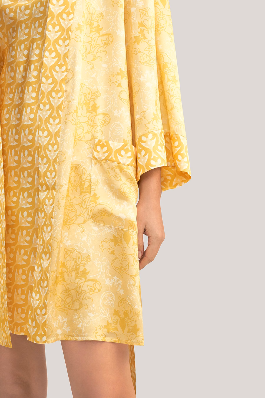 Gouden Lelie Zijde Kimono Robe