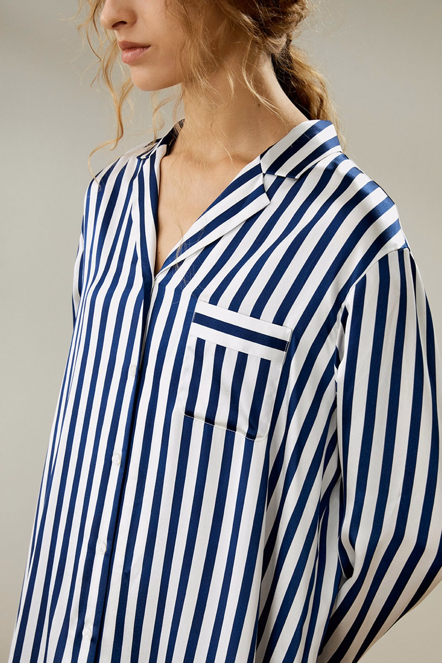 Amalfi Knop-Up Gestreept Nachtshirt