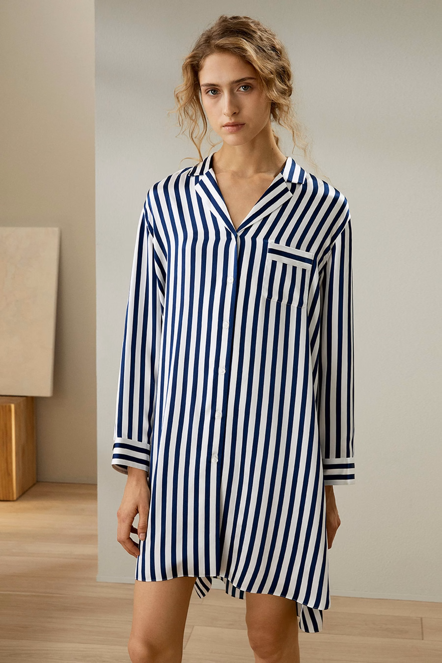Amalfi Knop-Up Gestreept Nachtshirt