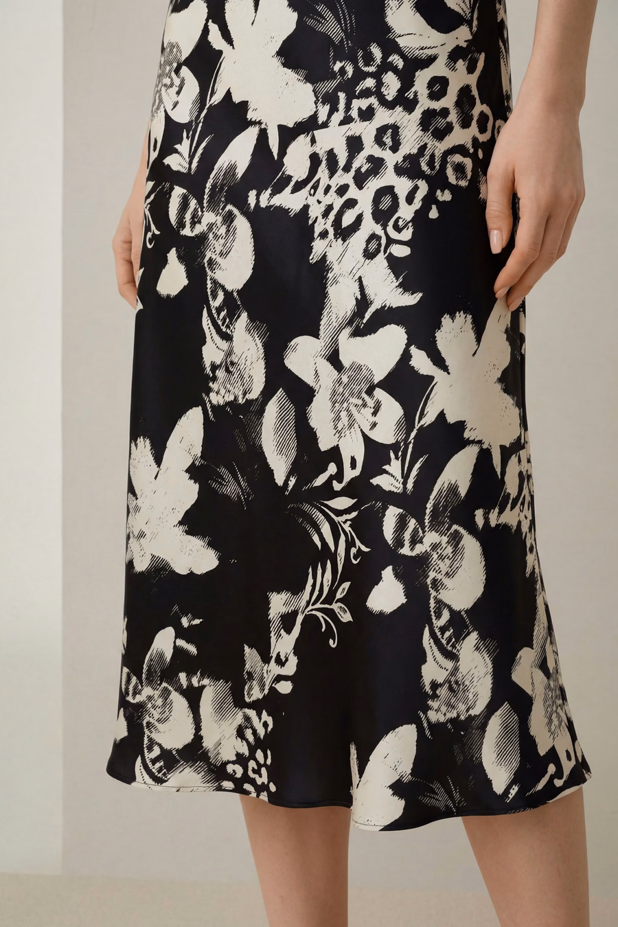 Minimalistische Zijde Print Maxi Nachtjurk