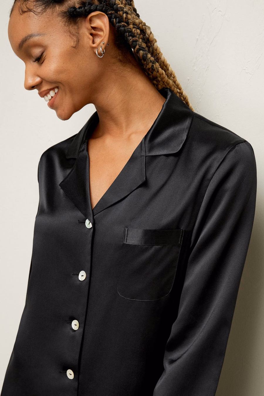 Volledige Zijde Dames Pyjama Set