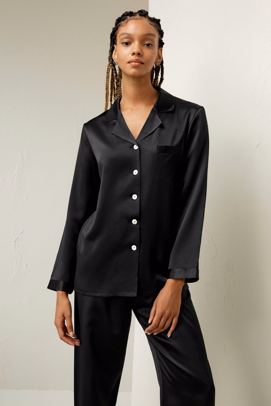 Volledige Zijde Dames Pyjama Set