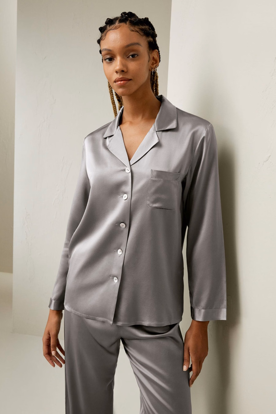 Volledige Zijde Dames Pyjama Set