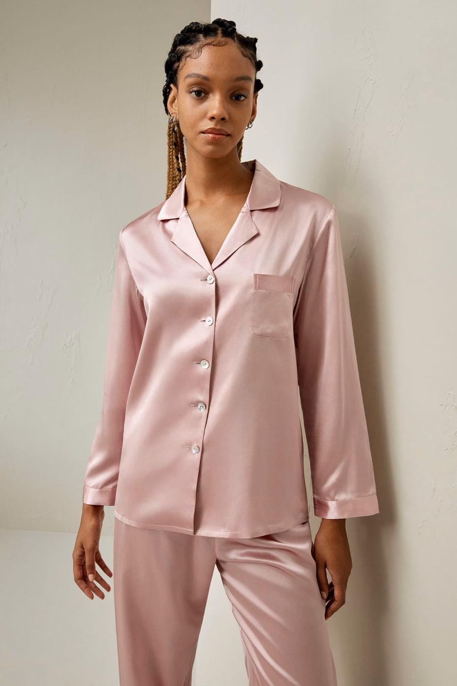 Volledige Zijde Dames Pyjama Set
