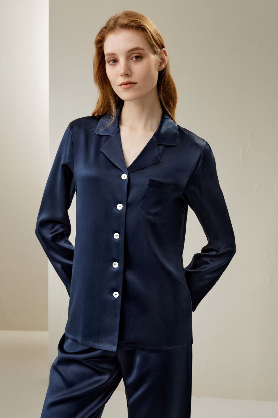 Volledige Zijde Dames Pyjama Set