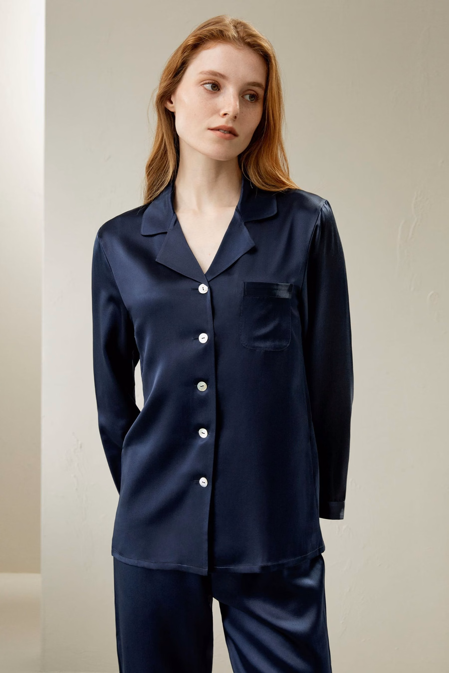 Volledige Zijde Dames Pyjama Set