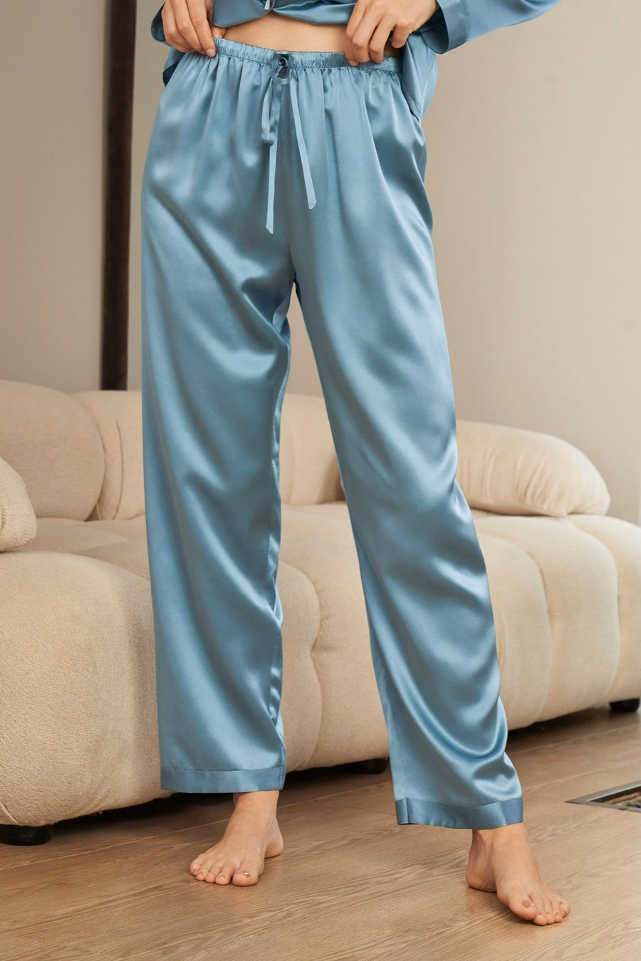 Volledige Zijde Dames Pyjama Set