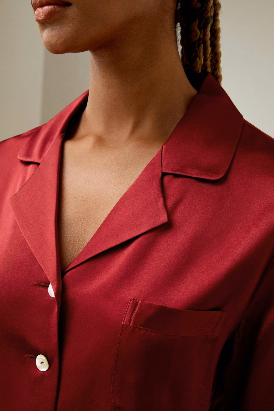 Volledige Zijde Dames Pyjama Set