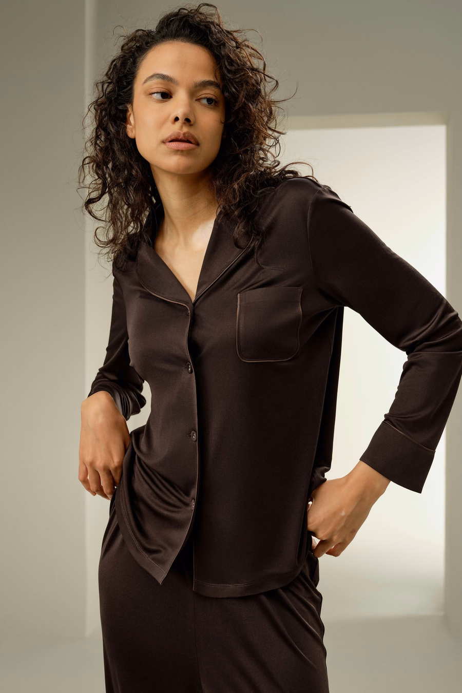 Zijde Jersey Klassieke Pyjama Set