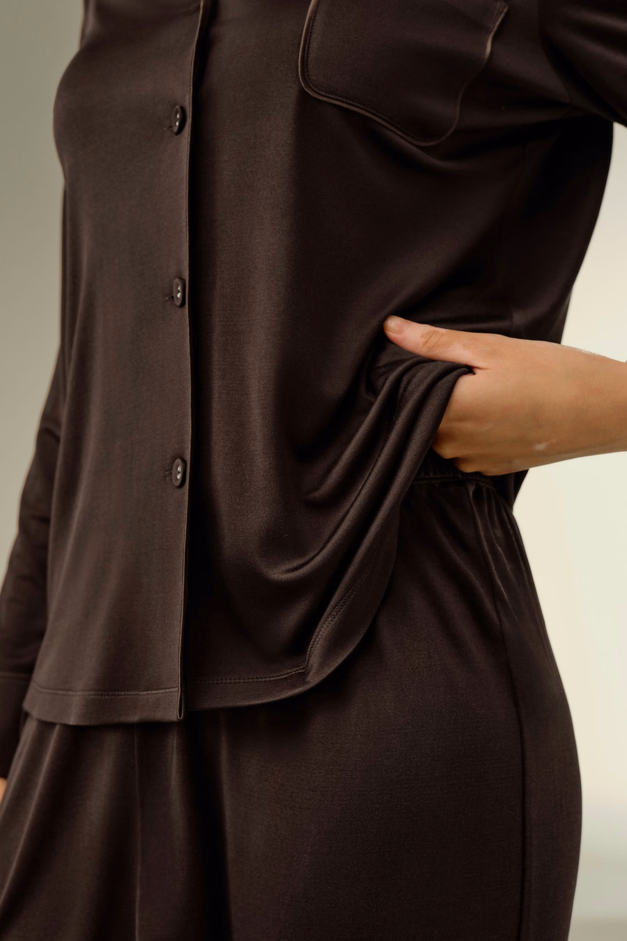 Zijde Jersey Klassieke Pyjama Set