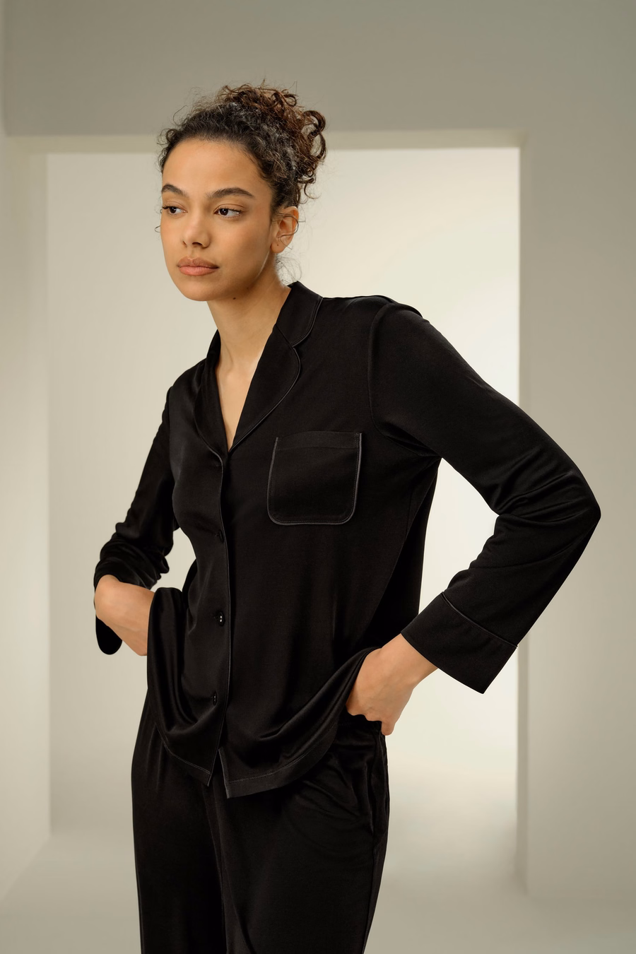 Zijde Jersey Klassieke Pyjama Set
