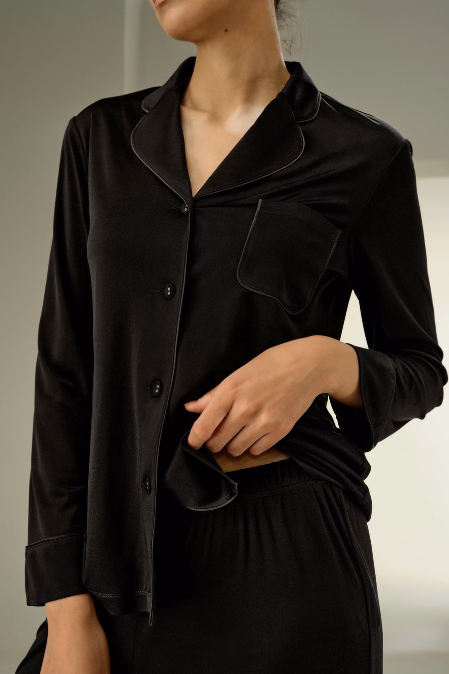 Zijde Jersey Klassieke Pyjama Set