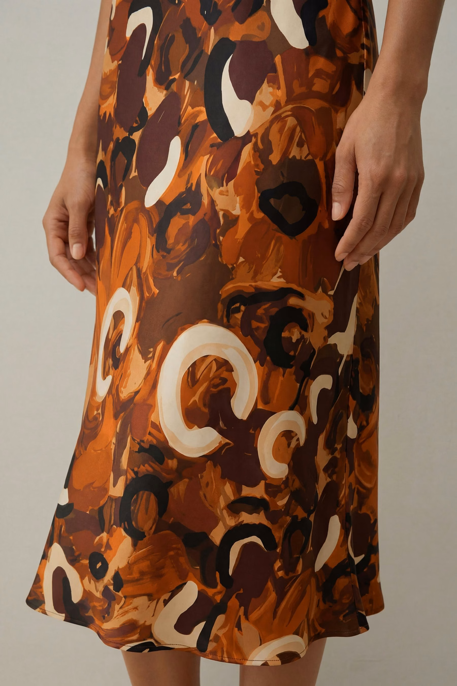 Minimalistische Zijde Print Maxi Nachtjurk
