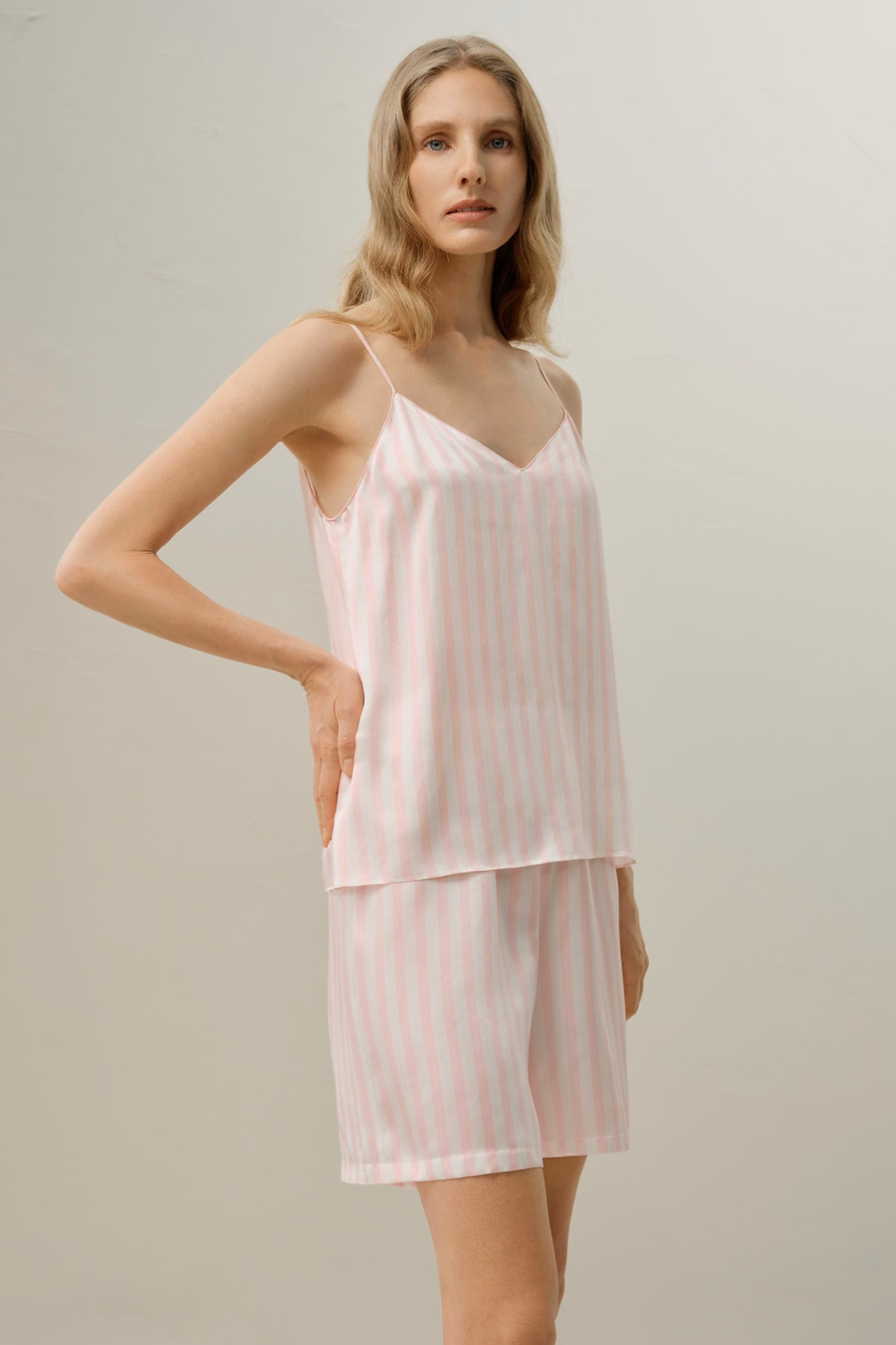 Gestreept Charmeuse Camisole Set