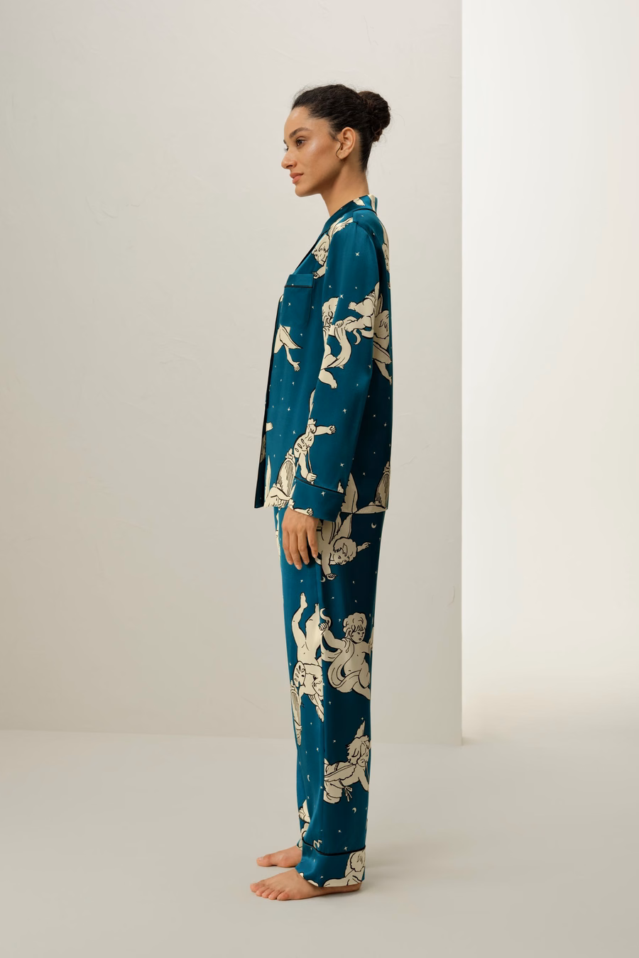 Gemini Dierenteken Klassieke Zijde Pyjama Set