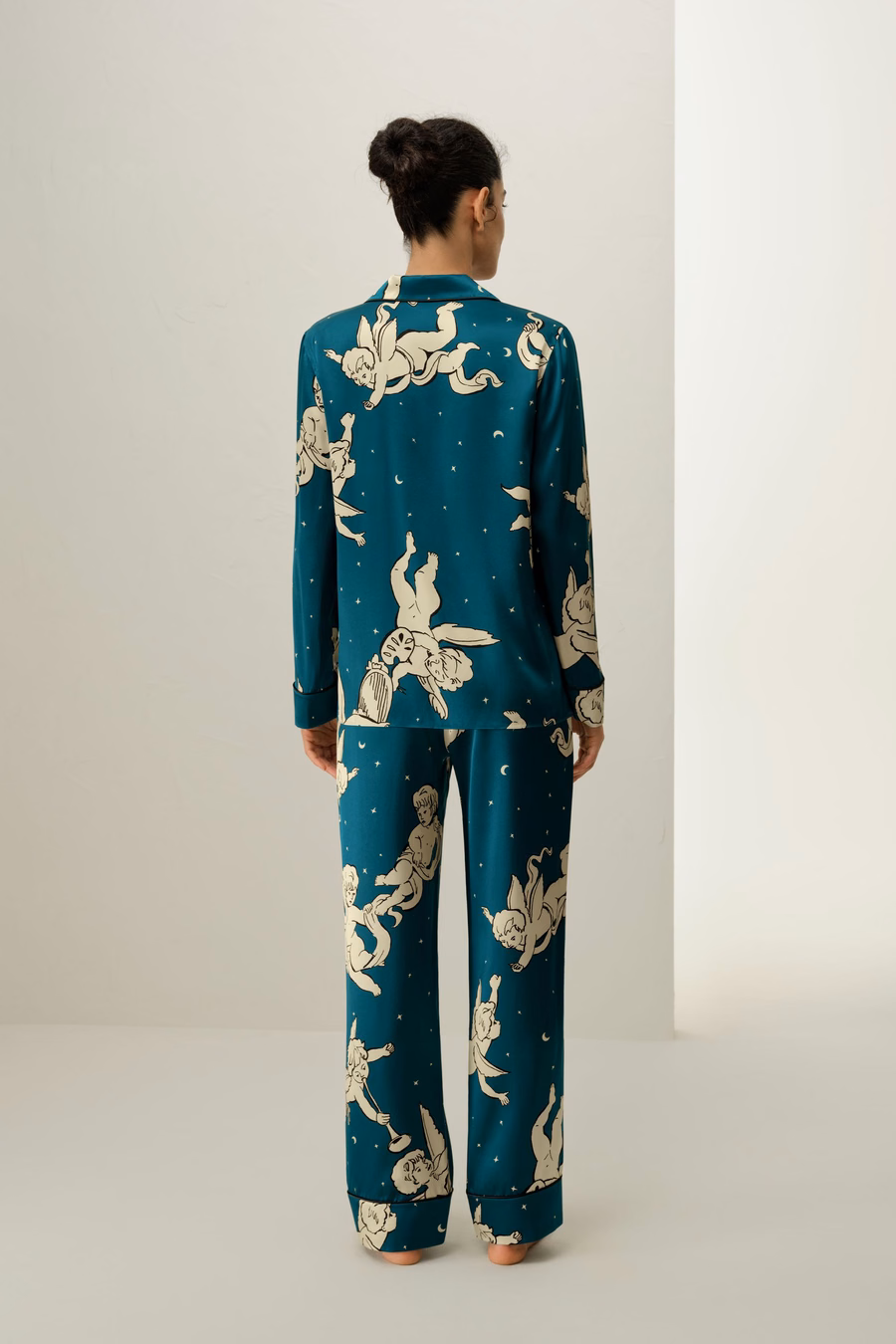 Gemini Dierenteken Klassieke Zijde Pyjama Set