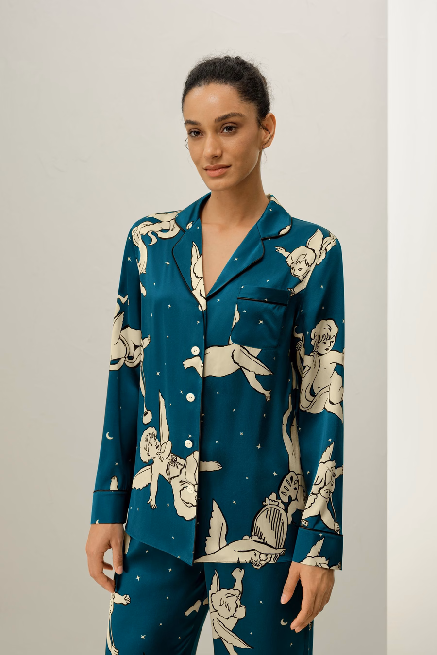 Gemini Dierenteken Klassieke Zijde Pyjama Set