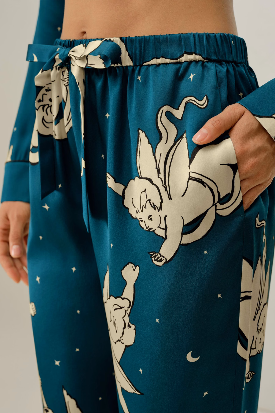 Gemini Dierenteken Klassieke Zijde Pyjama Set