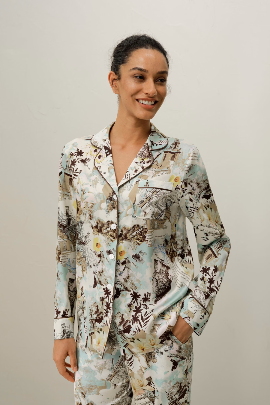 Aquariusi Zodiac Classic Zijden Pyjama Set