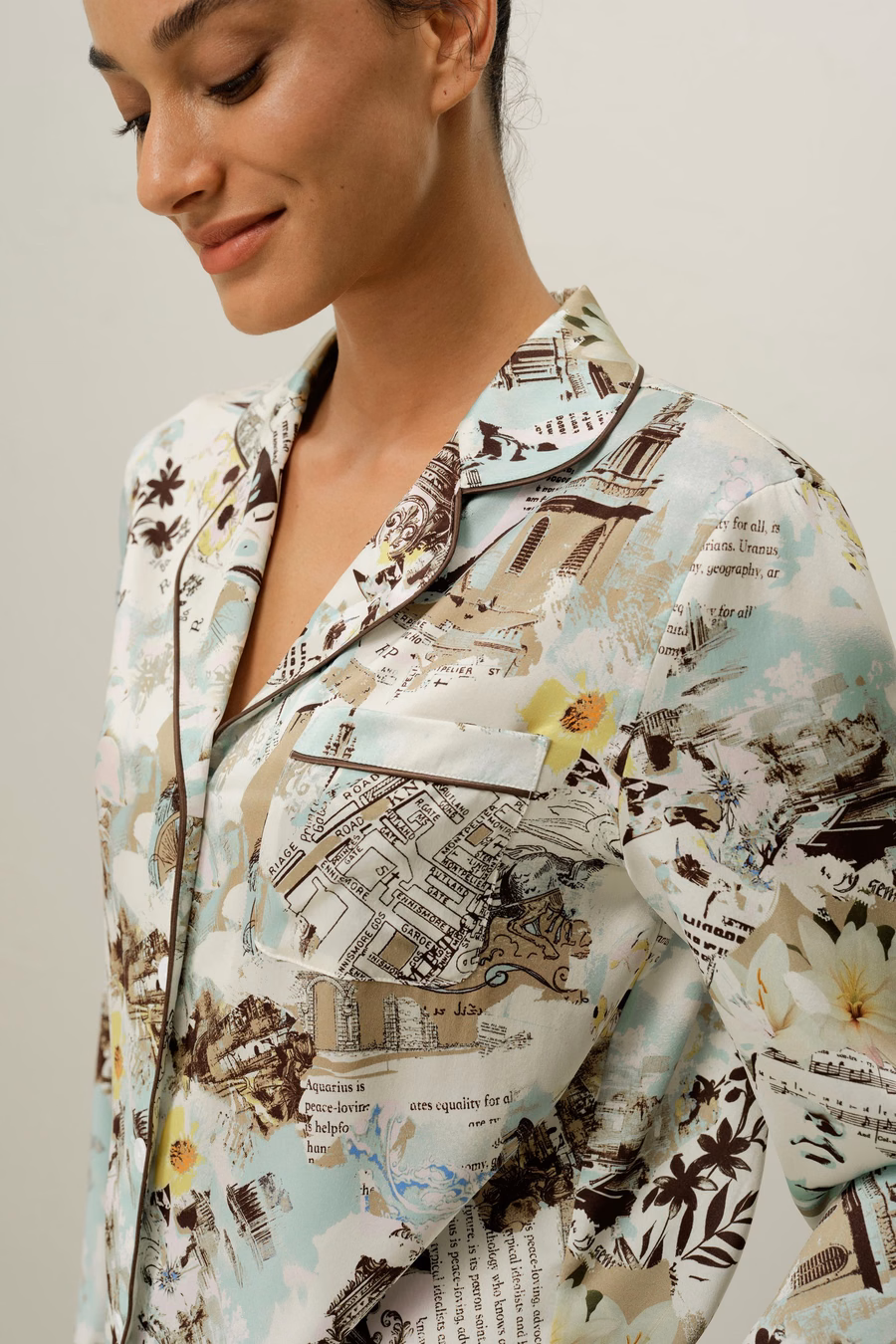 Aquariusi Zodiac Classic Zijden Pyjama Set