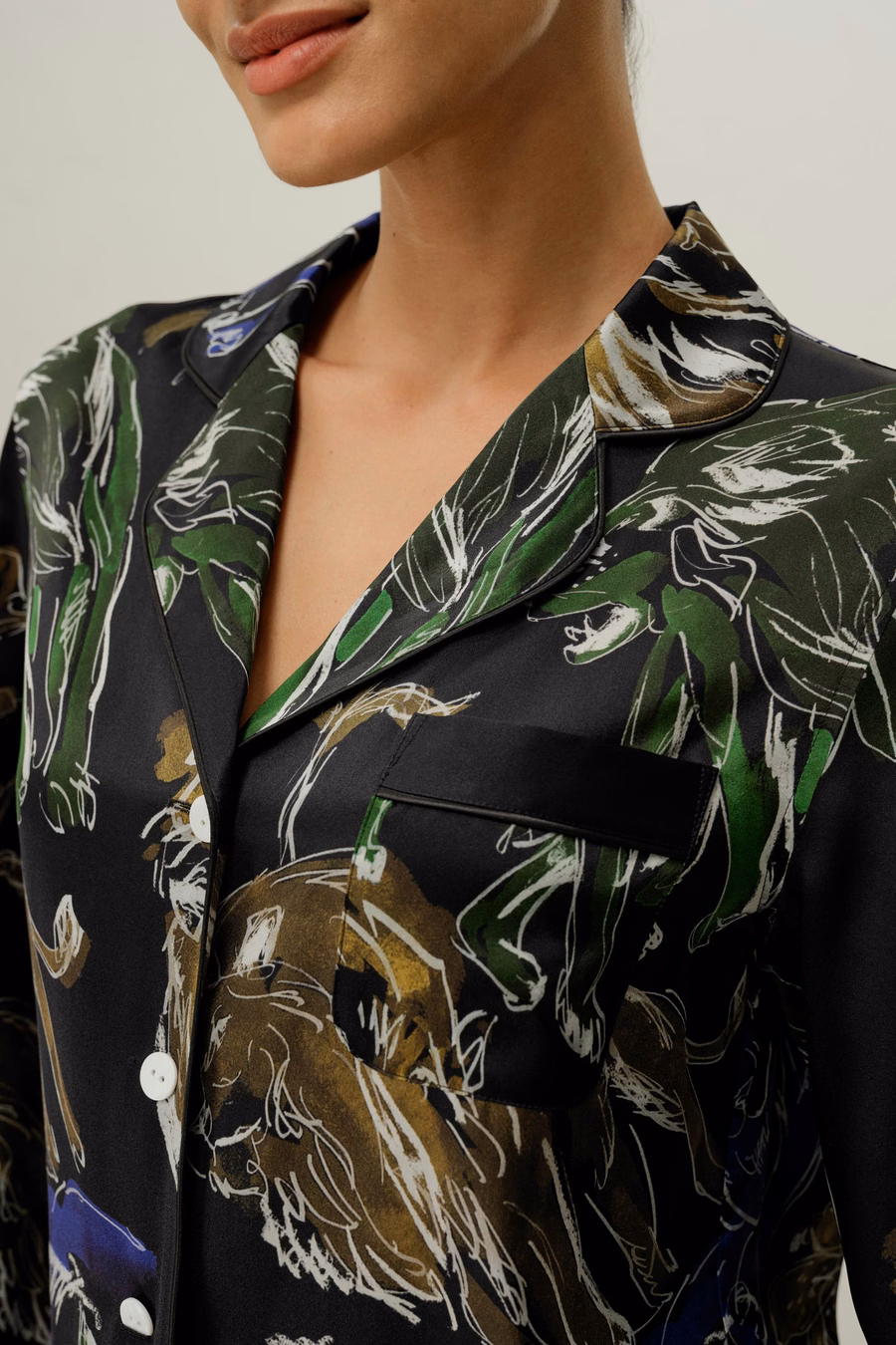 Leo Zodiac Klassieke Zijde Pyjama Set