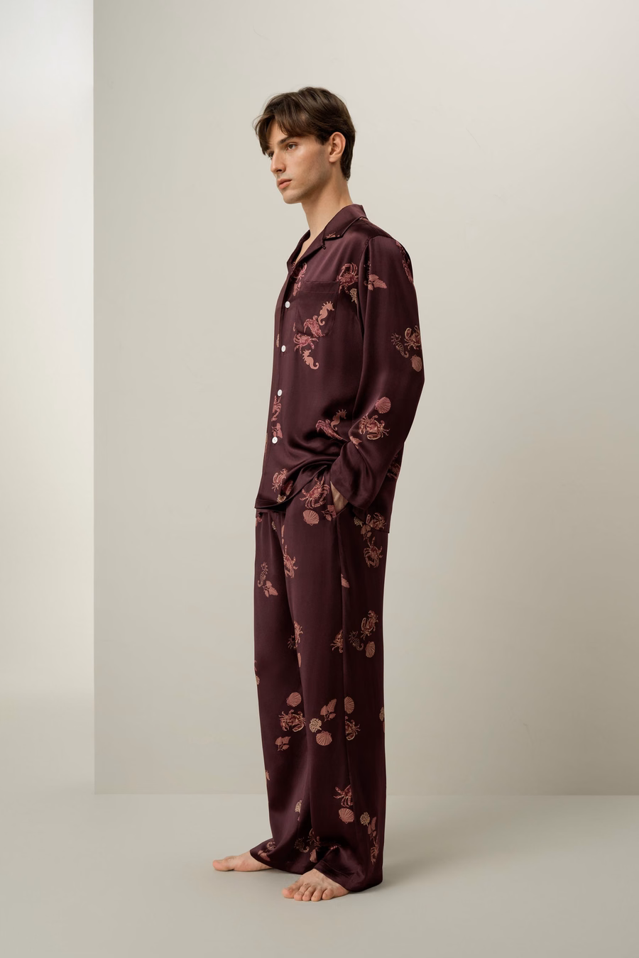 Kreeft Mannen’s Dierenriem Zijde Pyjama Set