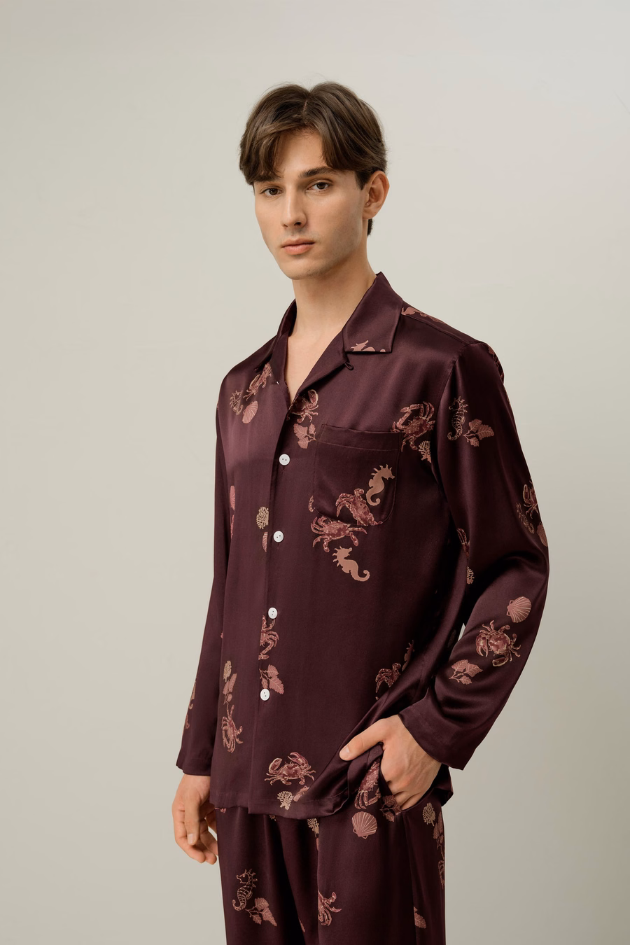Kreeft Mannen’s Dierenriem Zijde Pyjama Set