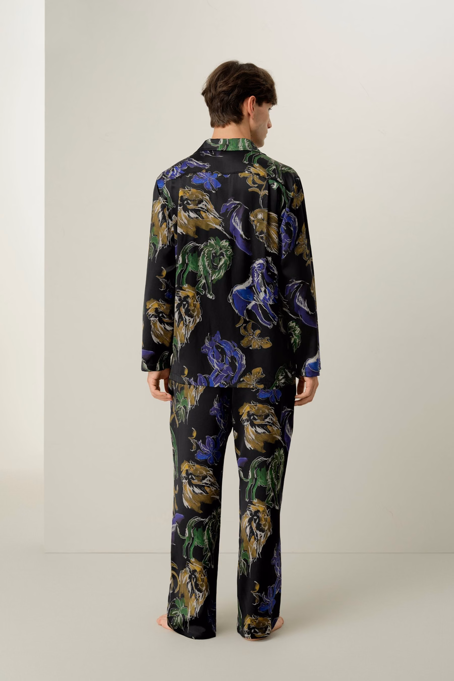 Leeuw Dierenriem Mannen Zijde Pyjama Set