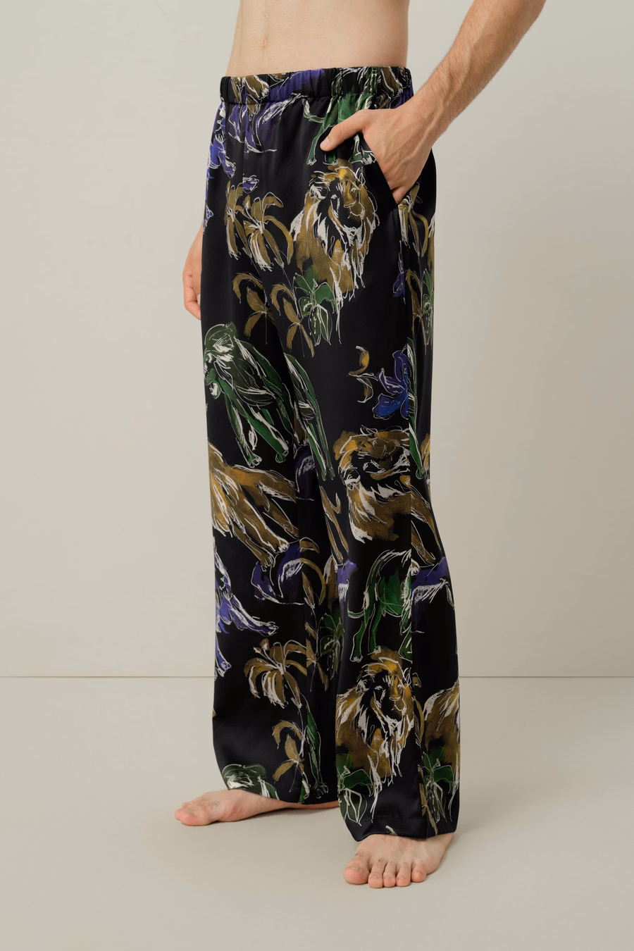 Leeuw Dierenriem Mannen Zijde Pyjama Set