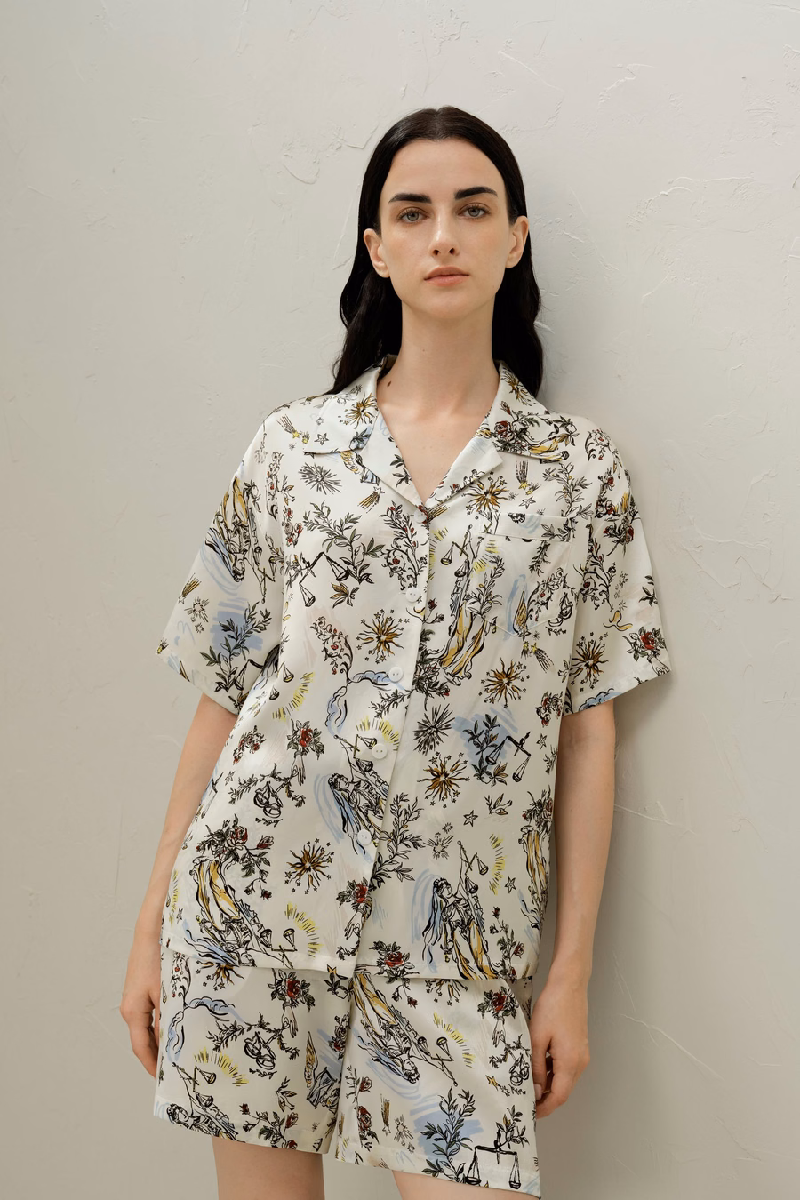 Libra Zodiac Korte Zijden Pyjama Set