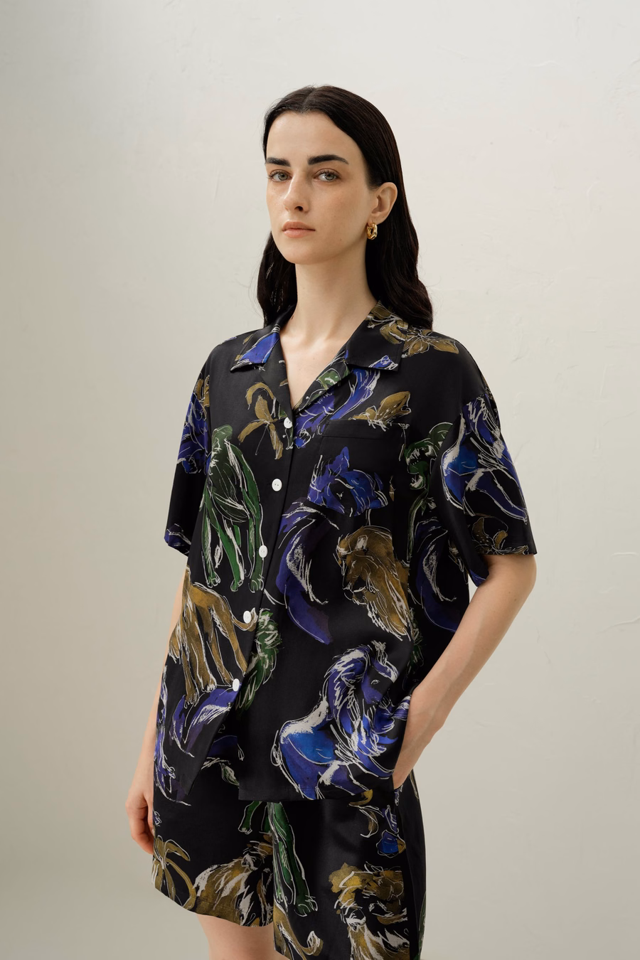 Leo Zodiac Korte Zijden Pyjama Set