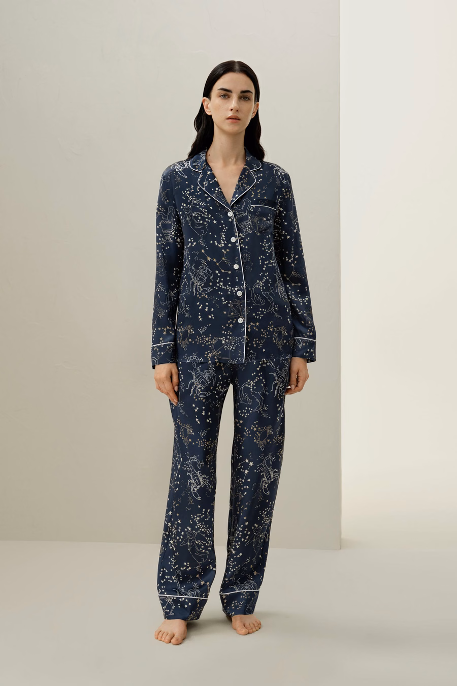 Schorpioen Sterrenbeeld Klassieke Zijde Pyjama Set