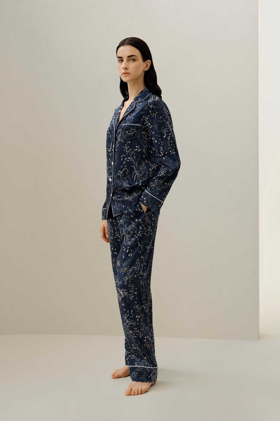 Schorpioen Sterrenbeeld Klassieke Zijde Pyjama Set