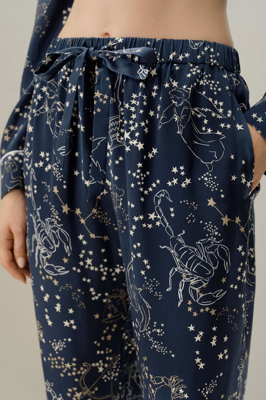 Schorpioen Sterrenbeeld Klassieke Zijde Pyjama Set