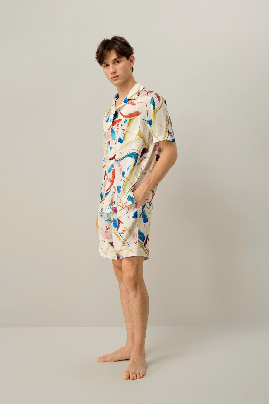 Schorpioen Mannen Korte Zijde Pyjama Set