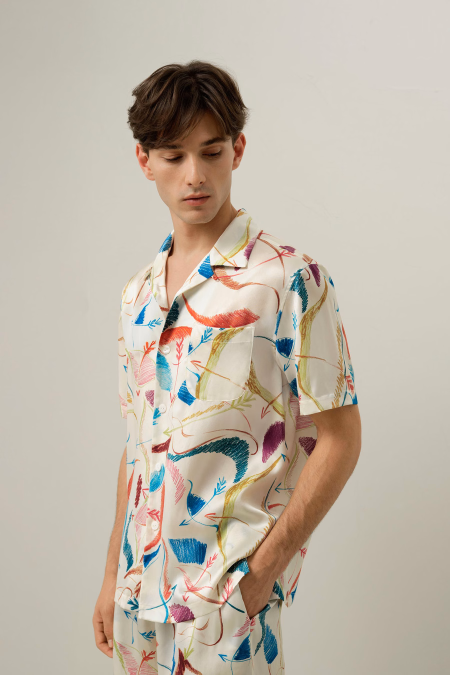 Schorpioen Mannen Korte Zijde Pyjama Set