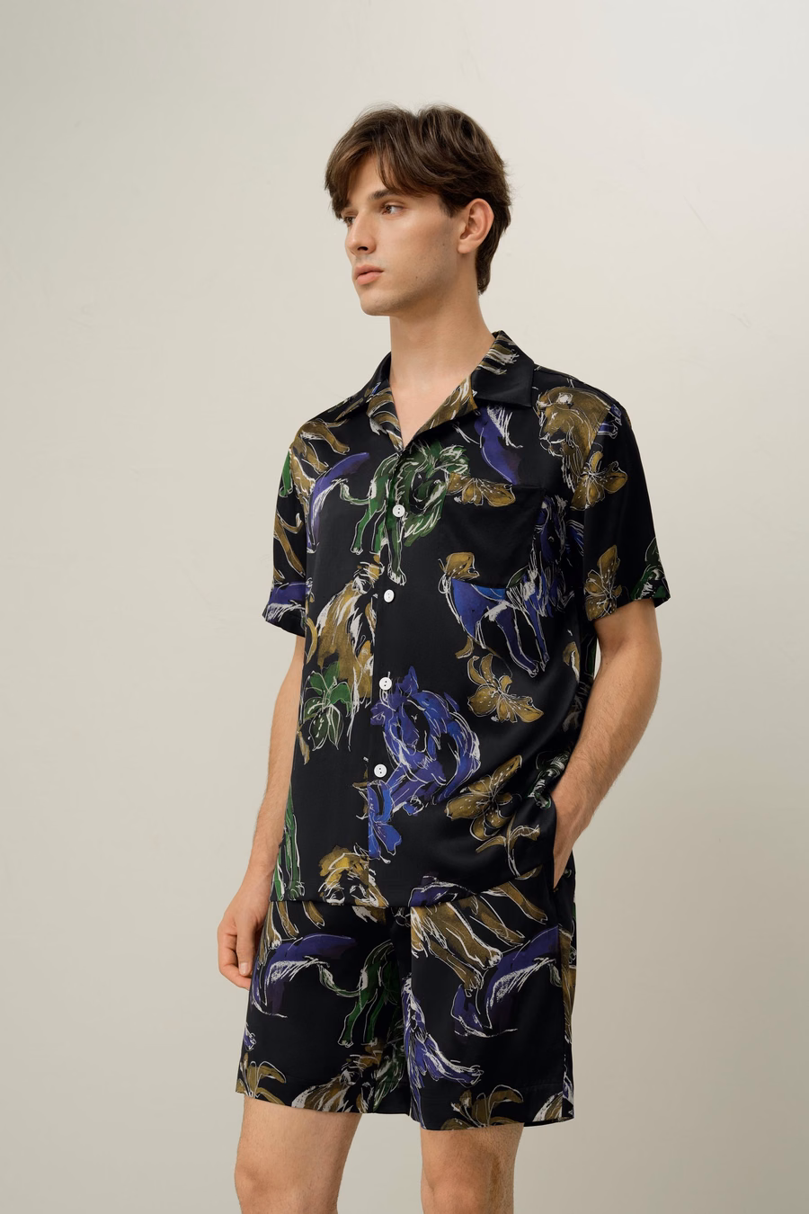 Leo Zodiac Heren Korte Zijden Pyjama Set