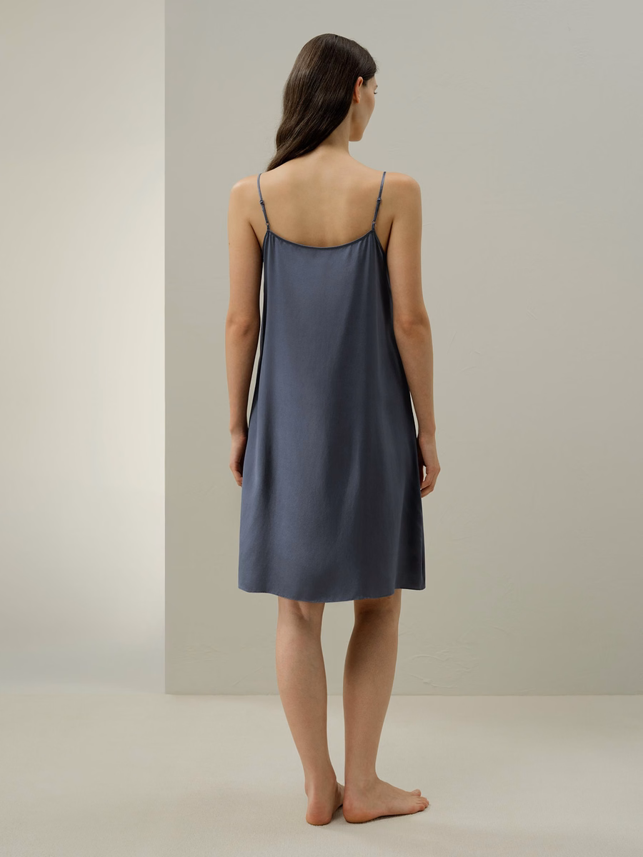 Luna Wasbare Zijde Kant-Trim Slipdress