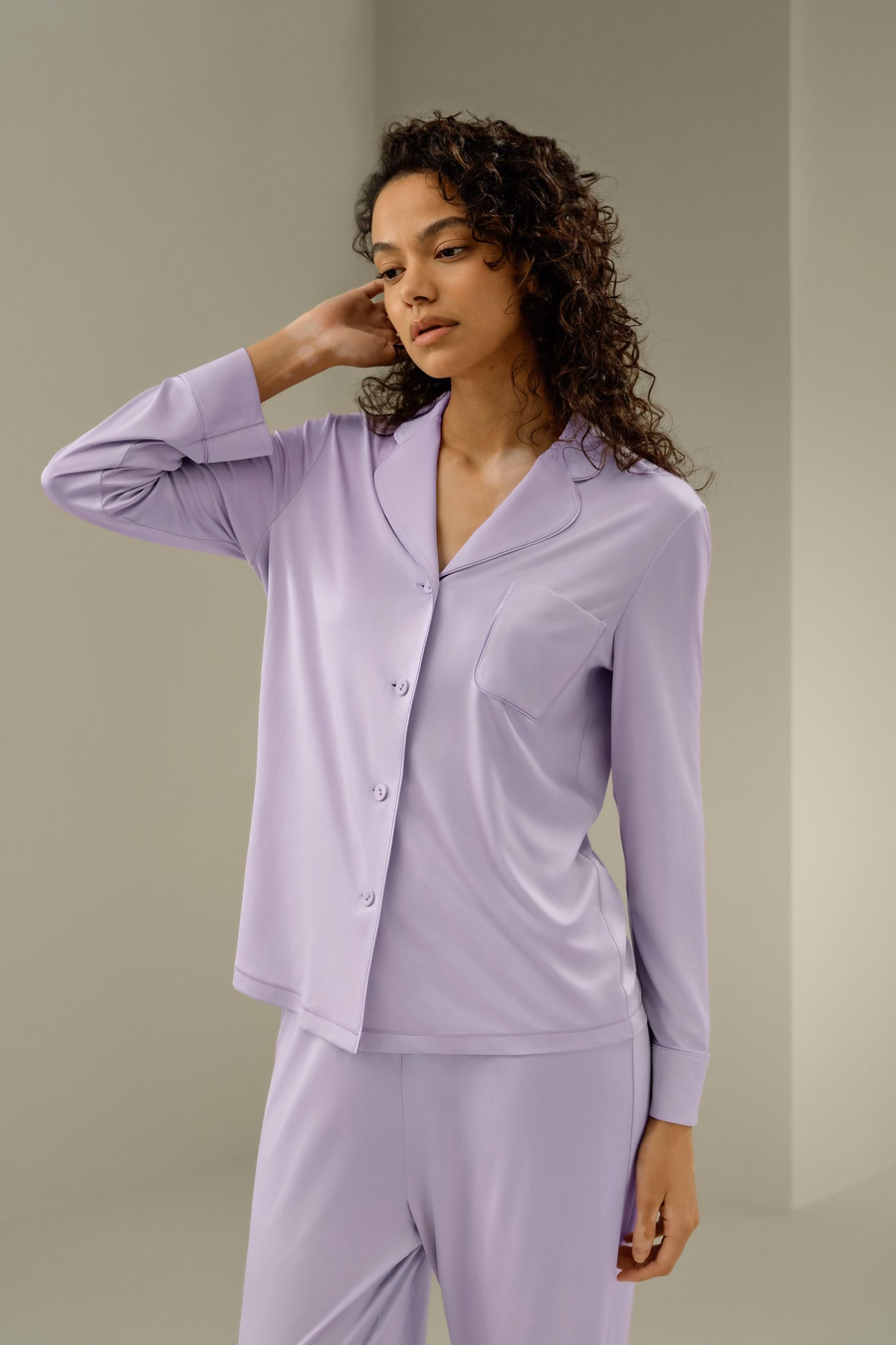 Zijde Jersey Klassieke Pyjama Set