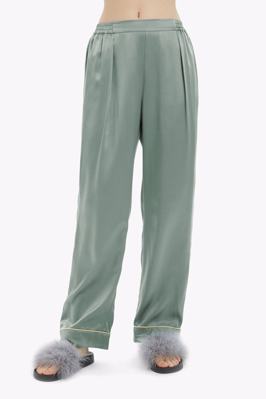 Gouden Piping Zijde Pyjama Set