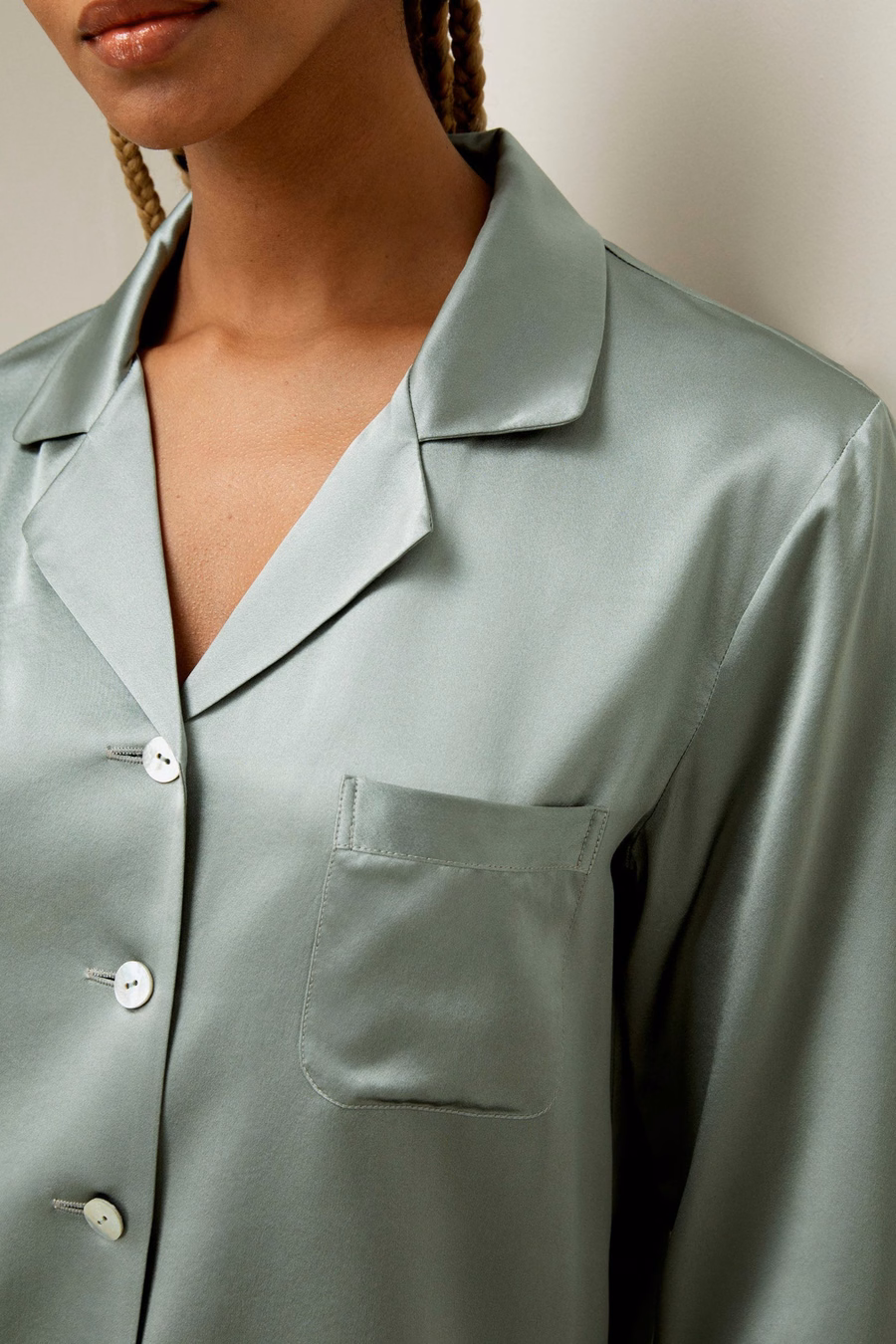 Volledige Zijde Dames Pyjama Set